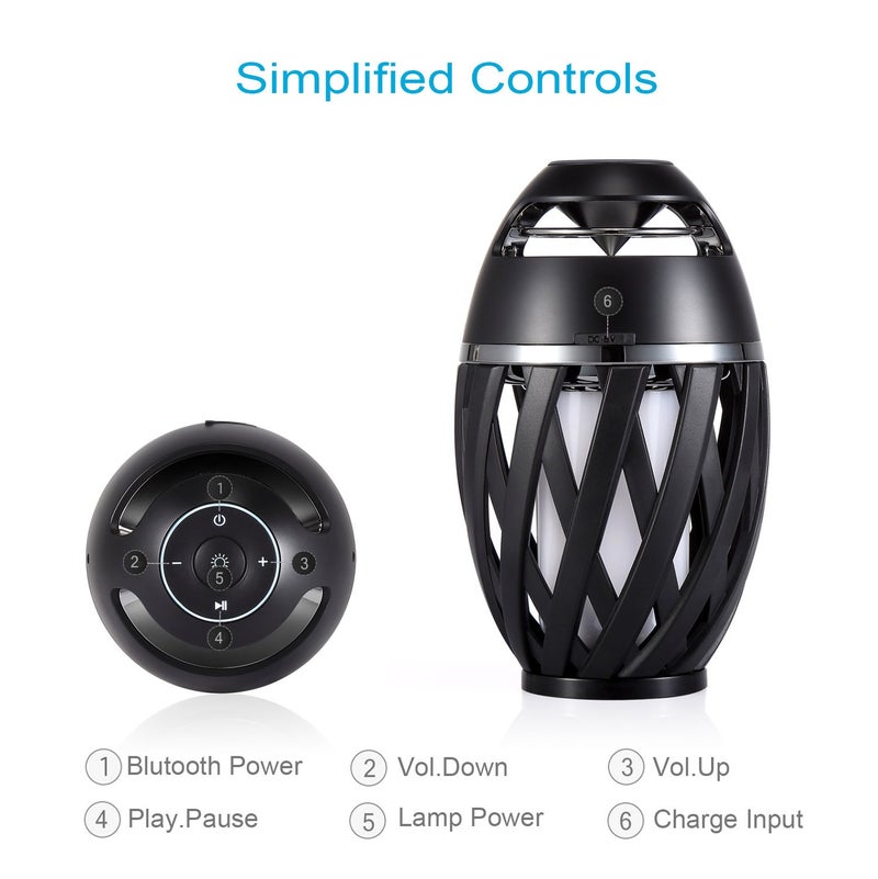 DiKaou Led Flame Speaker, Torch Atmosphere Bluetooth Speakers&Outdoor Portable Stereo Speaker with HD Audio and Enhanced Bass,LED flickers Warm Yellow Lights BT4.2 for iPhone/iPad/Android - Image 5